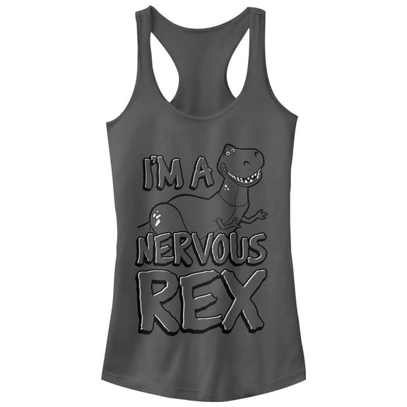 Junior's Toy Story Nervous Rex Racerback Tank Top Charcoal X Large