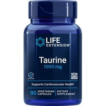 Life Extension Taurine, Pure taurine amino acid supplement, heart health, liver health, brain health, longevity, muscle and exercise, 1000 mg dose, Non-GMO, gluten-free, vegetarian, 90 vegetarian cap