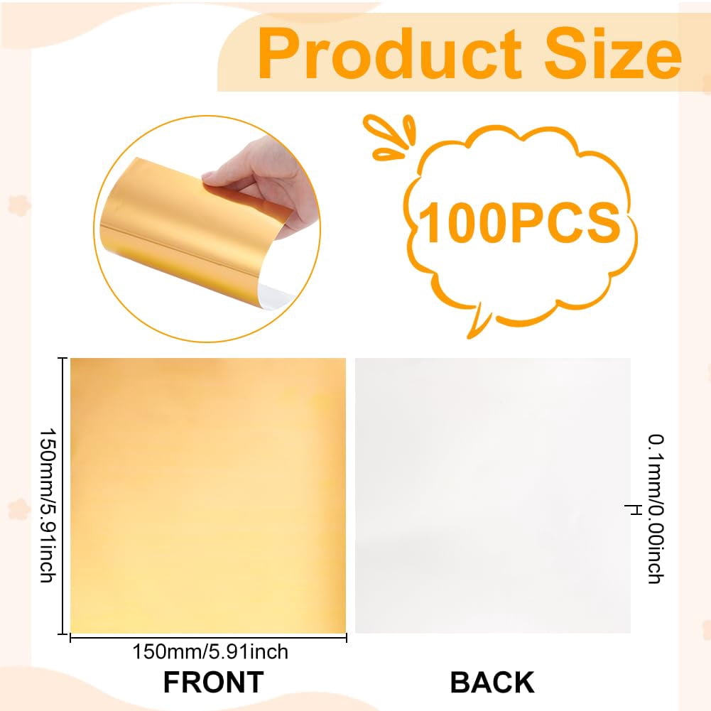 100 Sheets Heavy Duty Aluminum Foil Sheet 6 x 6 inch Gold Flashing Square Tin Foil Heavy Duty Board