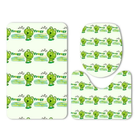 CHAPLLE Microphone Frog Singing Friends Best 3 Piece Bathroom Rugs Set Bath Rug Contour Mat and Toilet Lid