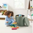 thumbnail image 2 of Kvell Pom Pom 15" Kids Storage Ottoman, Velvet Upholstery, Green, 2 of 8
