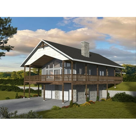 001-3668 Cabin Craftsman Empty-nester Northwest Vacation rental 2 Bed, 3 Bath Luxury Home Plan, 2045 Sq Ft, Full Blueprints with License to Build by Home Plan Marketplace - Lesuto
