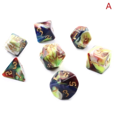 7Pcs/set New Four-color Multi-sided Digital Dice Set Running Group Game Peripheral Accessories Dice