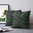 thumbnail image 2 of Pillow Covers 20x20 Set of 2, Dark Green Botanical Wildflowers Throw Pillow Covers Decorative Couch Cushion Cover, Rustic Floral Microfiber Soft Square Pillowcases for Bedroom Living Room Sofa, 2 of 9