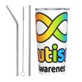 thumbnail image 1 of Juego de tres piezas de taza térmica portátil de acero inoxidable con pajita y aislamiento de 20 oz para el mes de concientización sobre el autismo, 1 of 7