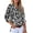 Black, variant on Women Button Down Snake Print 3 4 Tab Sleeve Tunic Blouse Tops Shirts