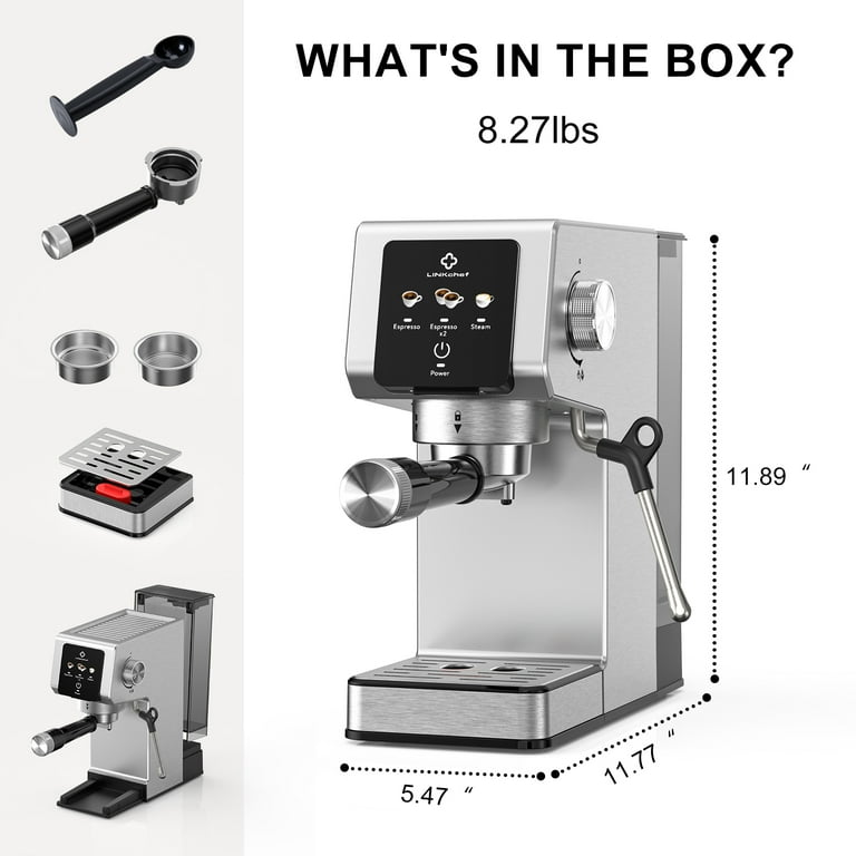 LINKChef Espresso Machine 20 Bar, Small Espresso Maker with Milk