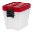 thumbnail image 5 of IRIS 19 Qt Christmas Plastic Storage Bin with Lid and Secure Latching Buckles, Clear/Red, 4Pk, 5 of 5