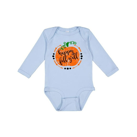 Inktastic Happy Fall Y'all Pumpkin Boys or Girls Long Sleeve Baby Bodysuit