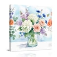 thumbnail image 3 of Canvas Wall Art Hydrangea Flowers Lavender Rose Canvas Art Print Bouquet Farmhouse Pictures Wall Decor for Living Room Bedroom Artwork Decorations Stretched Framed Ready to Hang 16"x16", 3 of 9