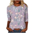 thumbnail image 1 of Wanfds Hauts Décontractés Violets pour Femmes 2024 Manches Mi-Longues Col Rond Manches Trois-Quarts TG, 1 of 5