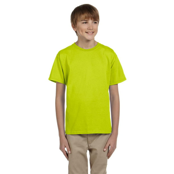 Gildan - The Gildan Youth Ultra Cotton 6 oz T-Shirt - SAFETY GREEN - S ...