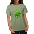 thumbnail image 4 of Tejiojio Merry Christmas Shirt for Women Letter Pattern Cute T-Shirt Leopard Plaid Tree Casual Graphic Print Funny Crewneck Tees Tops Green, 4 of 5