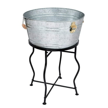 BirdRock Home Galvanized Beverage Tub with Stand - Indoor & Outdoor - Silver