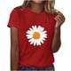 thumbnail image 1 of Blusas de Manga Corta para las Mujeres Impresas Cuello Redondo Casual Top, Suaves Blusas de Algodón de Imitación para las Mujeres, 1 of 2