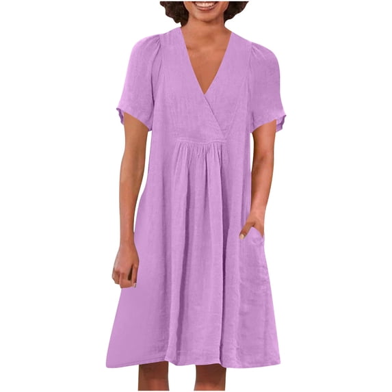 Njagoc3 Womens 3/4 Sleeve Printed Midi Dress, Cotton - Blend Material, Comfortable for Summer Casual Office & Weekend Errands