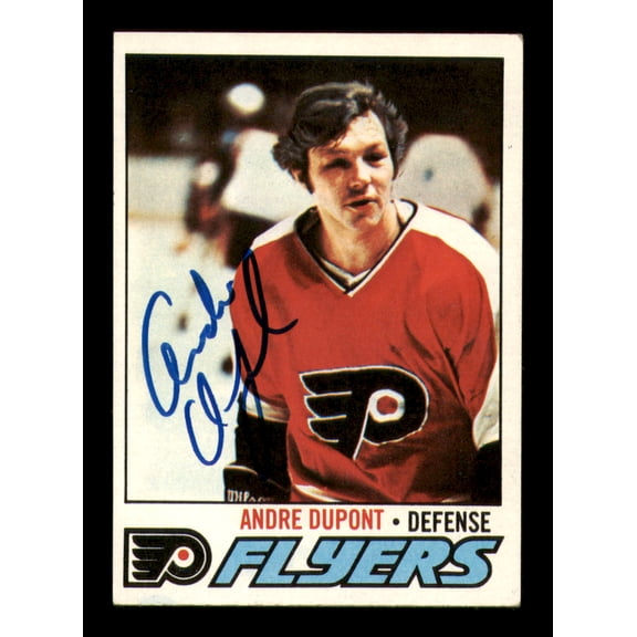 Andre Dupont Autographed 1977-78 Topps Card #164 Philadelphia Flyers SKU #251368