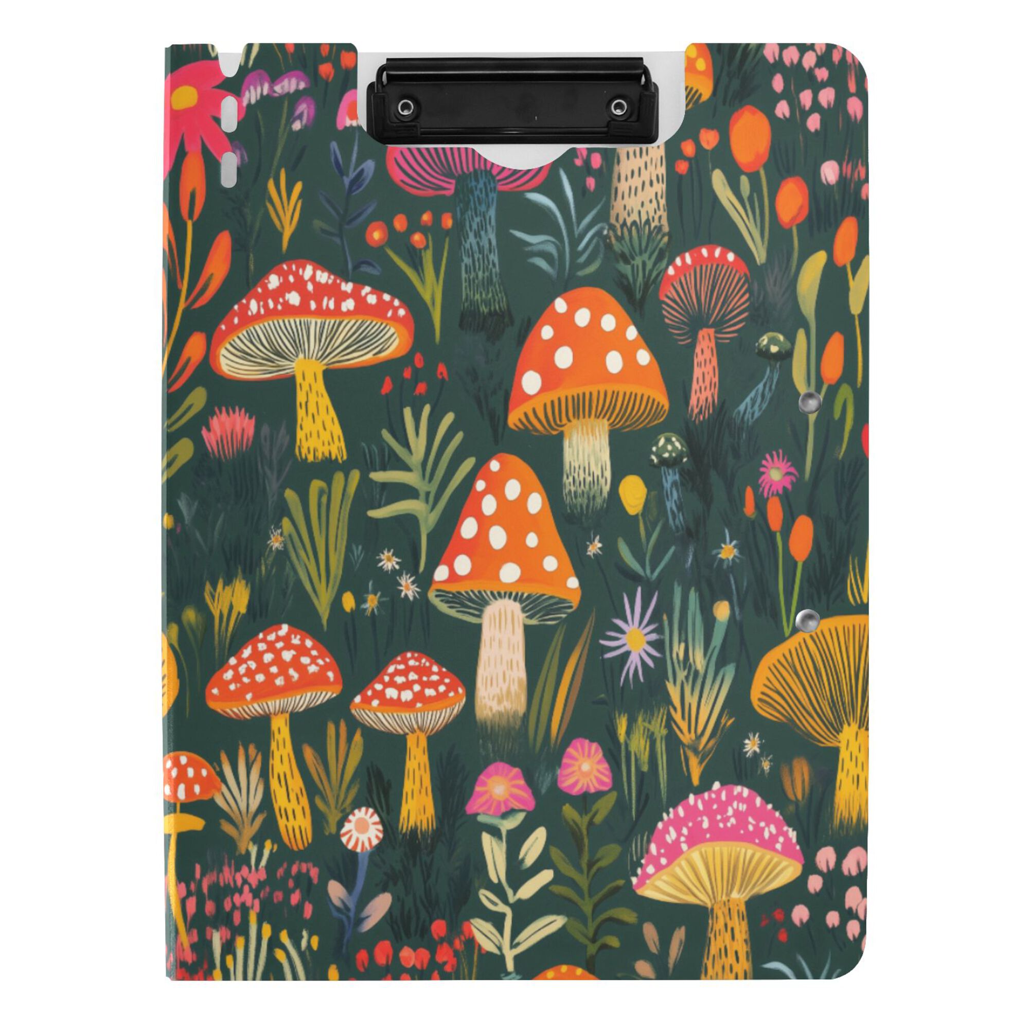 FORMRS A4 Clipboard Folder with Pen Holder Horizontal Foldable School Office Binder, Orange Mushroom