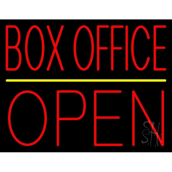 Red Box Office Open LED Neon Sign 15" Tall x 19" Wide - inches Black Square Cut Acrylic Backing, with Dimmer - Premium built indoor Sign for Storefront, Store interior, Café, Events, Cinema.