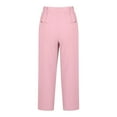 thumbnail image 4 of YUGYXL Summer Cotton Linen Pants for Women Drawstring Stretch Waist Loose Fit Trousers with 4 Pockets Lounge Long Pants Housewear Pink S, 4 of 6