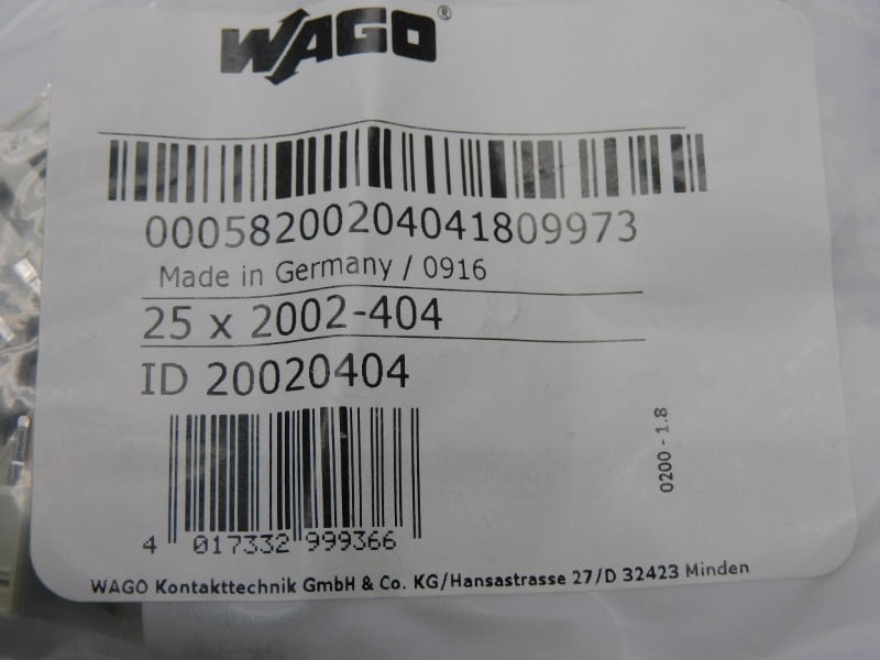 WAGO 2002-404 (PKG OF 25) NSMP
