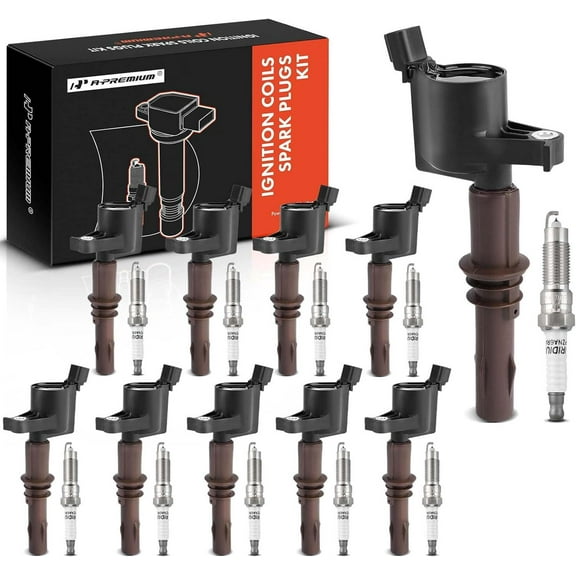 A-Premium Ignition Coils & Spark Plugs Kits Replacement for Ford F-150 2008-2010 F-250 F-350 F-450 Super Duty Mustang Lincoln Navigator 4.6L 5.4L 6.8L Iridium Black Set of 20