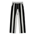 thumbnail image 4 of IWRICH Men's Striped Color Block Sweatpants Drawstring Elastic Waist Baggy Straight Leg Pants with Pockets Black XL, 4 of 5