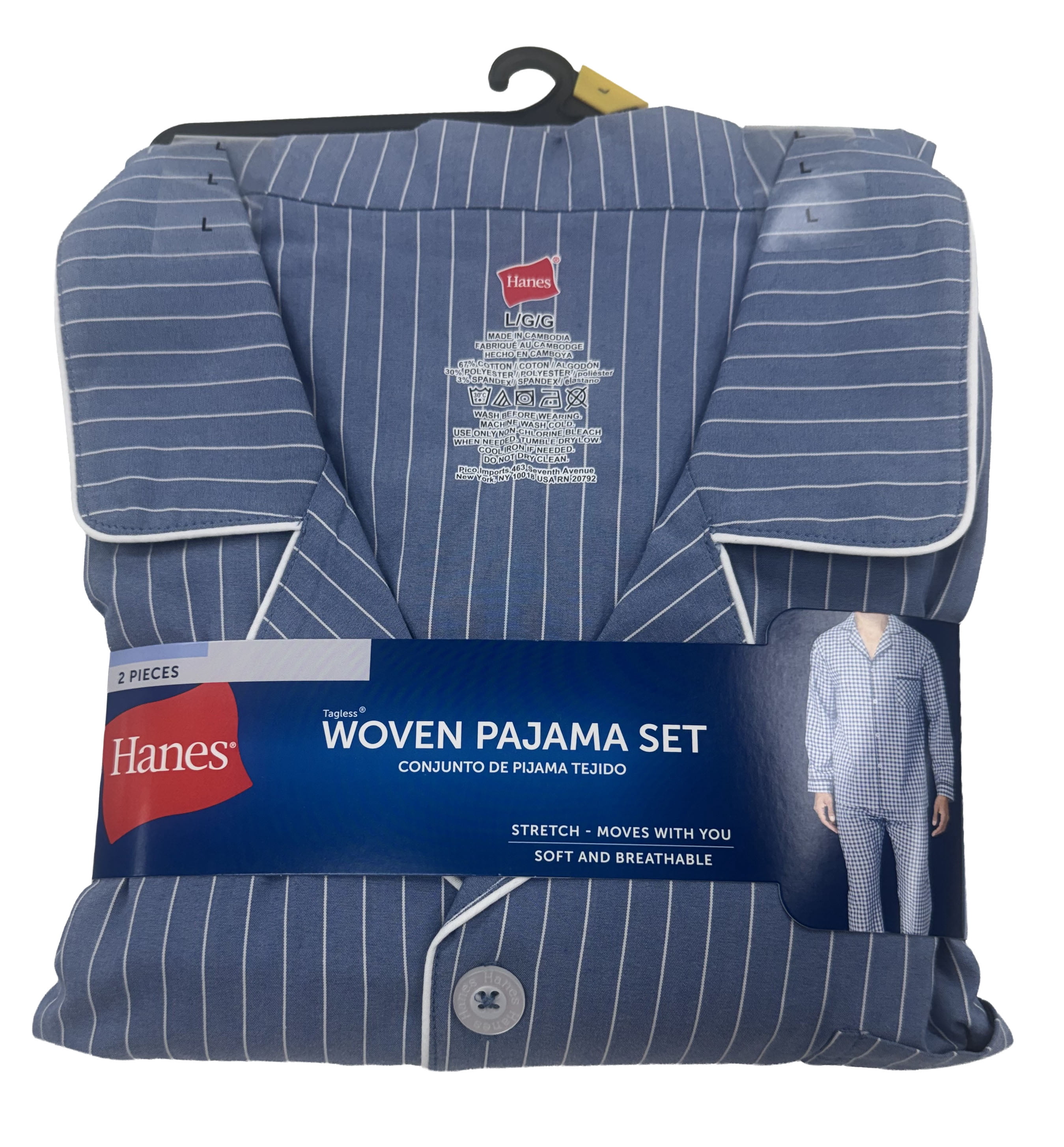 Hanes Men's Stretch Woven Pajama Set, 2-Piece, Sizes S-2XL