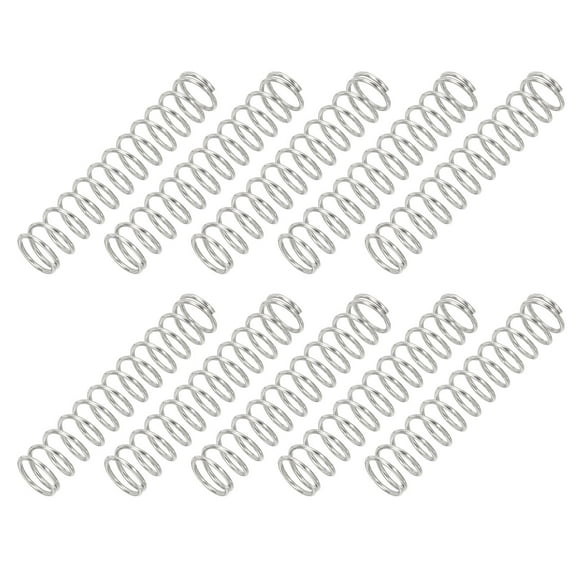 Uxcell 1mm Wire Dia x 10mm OD x 50mm L Compression Spring, 304 Stainless Steel Mechanical Extension Small Springs 10 Pcs