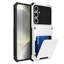 Wallet Rugged Case for Samsung Galaxy S25 Phone, Card Holder Slot Heavy Duty Military Grade Shock Absorption Drop Proof Phone Cover for Samsung Galaxy S25, White