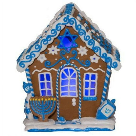 Kurt Adler LED Hanukkah Gingerbread House, 7 Inches
