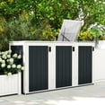 thumbnail image 2 of Outsunny 7.3 x 2.8ft Garbage Bin Shed for 3 Trash Can, White, 2 of 10