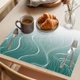 thumbnail image 3 of Turquoise Geometric Placemats Set of 12 Modern White Stripe Distortion Art Place Mats Indoor Wipeable Table Mats Washable Cloth Dining Table Placemats for Kitchen Holiday Party Home Decor 13x19 Inch, 3 of 9