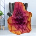thumbnail image 4 of Floral Soft Flannel Fleece Throw Blanket, Top View Macro Shot of Dahlia Petals Scene, Cozy Plush for Indoor and Outdoor Use, 70" x 90", Magenta Apricot, by Ambesonne, 4 of 5