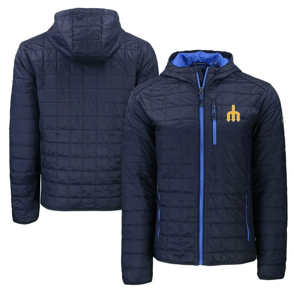Men's Cutter & Buck Navy Seattle Mariners Cooperstown Collection Rainier Primaloft Eco Full-Zip Hooded Jacket