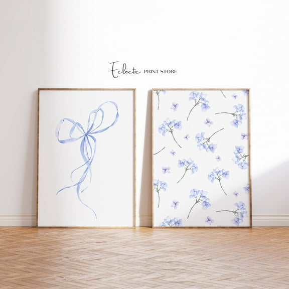 Luvia Love Shack Fancy Purple Vintage Floral Set Of 2 Pastel Poster Coquette Simple Art Print, Modern Wall Decor Set 2 Prints 8x12 UNFRAMED