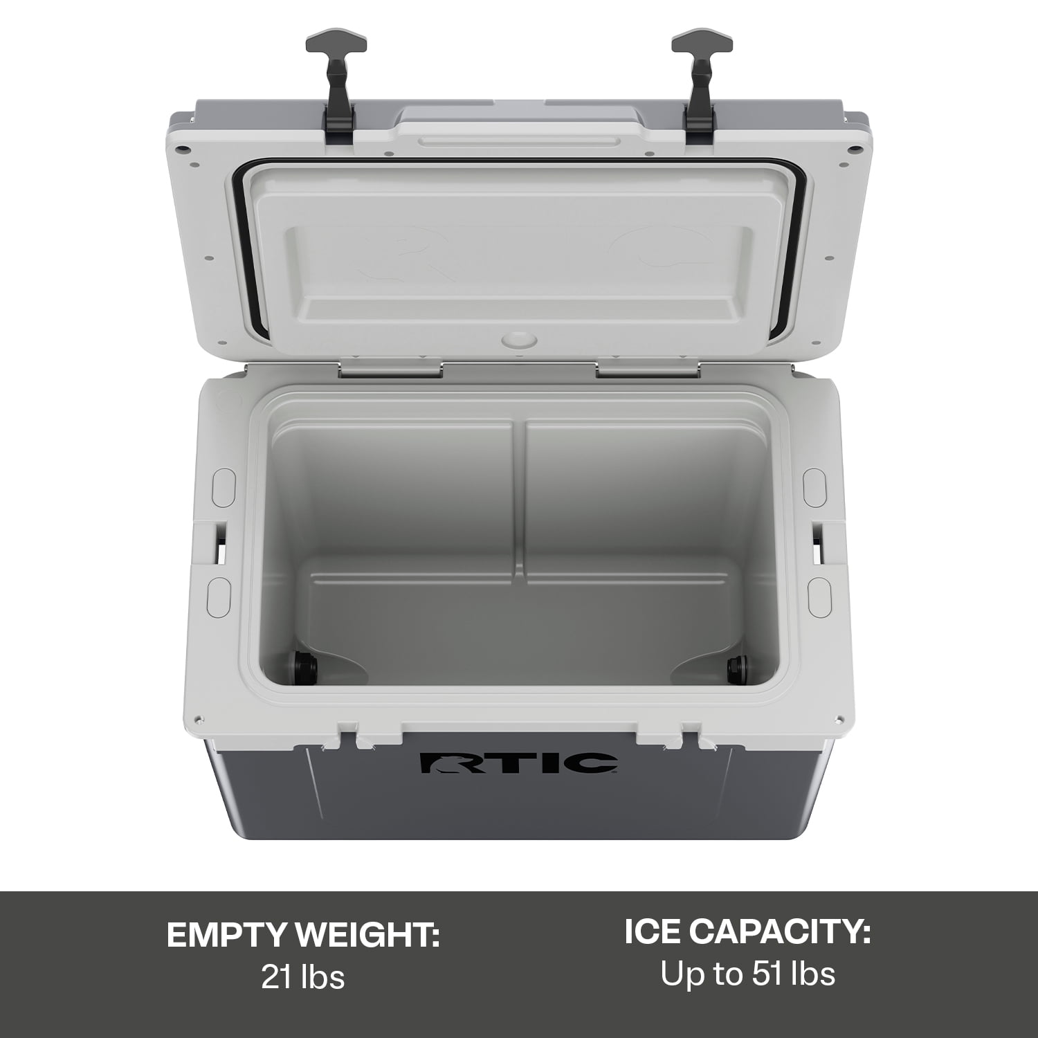 RTIC 52 QT Ultra-Light Hard-Sided Ice Chest Cooler, Dark Grey And Cool Grey, Fits 76 Cans