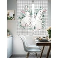 thumbnail image 4 of Easter Bunny Sheer Curtains 63 Inch Length 2 Panels Set Window Treatments, Eucalyptus Leaves Rabbits Country Grey Plaid Rod Pocket Semi Curtains for Living Room/Bedroom/Kitchen Décor, 104"W x 63"L, 4 of 7
