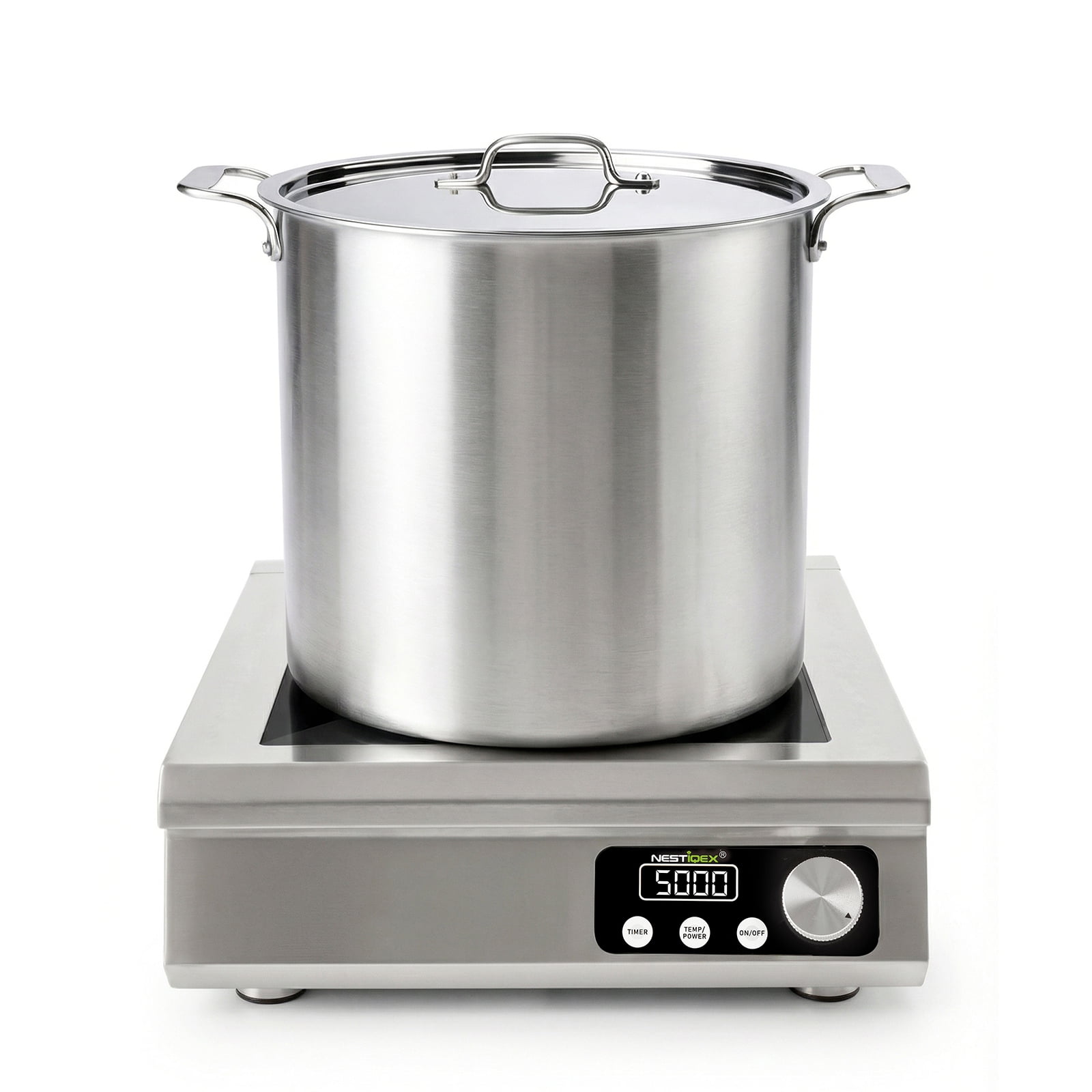 5000W Commercial Induction Cooktop, 208V 3-Phase Large Induction Burner with 20 Power & Temp Levels, 9.25" Large Coil, 24h Timer, Pro Electric Countertop Burners for Restaurant Kitchen