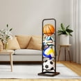 thumbnail image 1 of Estado de almacenamiento de baloncesto para niños en interiores Almacenamiento de pelota vertical para baloncesto Negro 4 nivel, 1 of 8