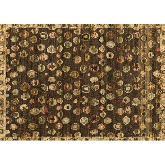 Ahgly Company Indoor Rectangle Abstract Brown Modern Area Rugs, 2' x 4'