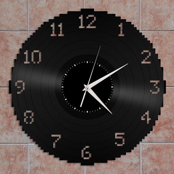 Amblelife Pixel Clock Vinyl Wall Clock Record Unique Design Home and Room Decoration Vintage Design Office Bar Room Home Decor