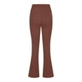 thumbnail image 5 of ibuvkizy Flare Leggings with Pockets for Women,Women's Fashion Casual Temperament Solid Color Knitted Pull Slim Flare Trousers Brown,S, 5 of 8