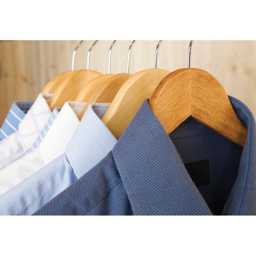 Bamboo Top Hanger, Box of 24 Eco-Friendly 17 Inch Flat Wooden Hangers w/ Lacquer Finish & Chrome Swivel Hook for Shirt Jacket or Blouse, by International Hanger
