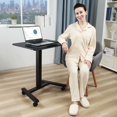 thumbnail image 3 of Fenge Bureau Mobile Debout Hauteur Réglable Poste de Travail Informatique, Bureau Rehausseur d'Ordinateur Portable Roulant, Table d'Appoint pour Lit Canapé, 3 of 6