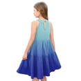 thumbnail image 4 of Abcomgle Girl's Summer Casual Dress Casual Halter Neck Sleeveless Midi Dress Gradient A-line Sundresses Holiday Swing Dresses 5-6 Years,Blue, 4 of 7