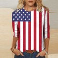 thumbnail image 2 of Lilgiuy 4th of July 3/4 Sleeve Shirt for Women Fashion Independence Day Printing Loose T-shirt Round Neck Casual Top for Jeans Leggings Shorts, 2 of 5