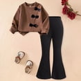 thumbnail image 2 of NOLDARES Toddler Girl Cute Clothing Outfits Set 2 Piece Long Sleeve Soft Sweatshirt and Pants Print Clothes Fall Winter(Coffee,6-7 Y), 2 of 9