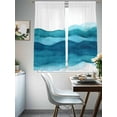 thumbnail image 4 of Abstract Waves Sheer Curtains 63 Inches Long 2 Panels Summer Navy Blue Wave Gradient Nature Light Filtering Semi Sheer Window Curtains Drapes for Bedroom Living Room 52"x63", 4 of 7