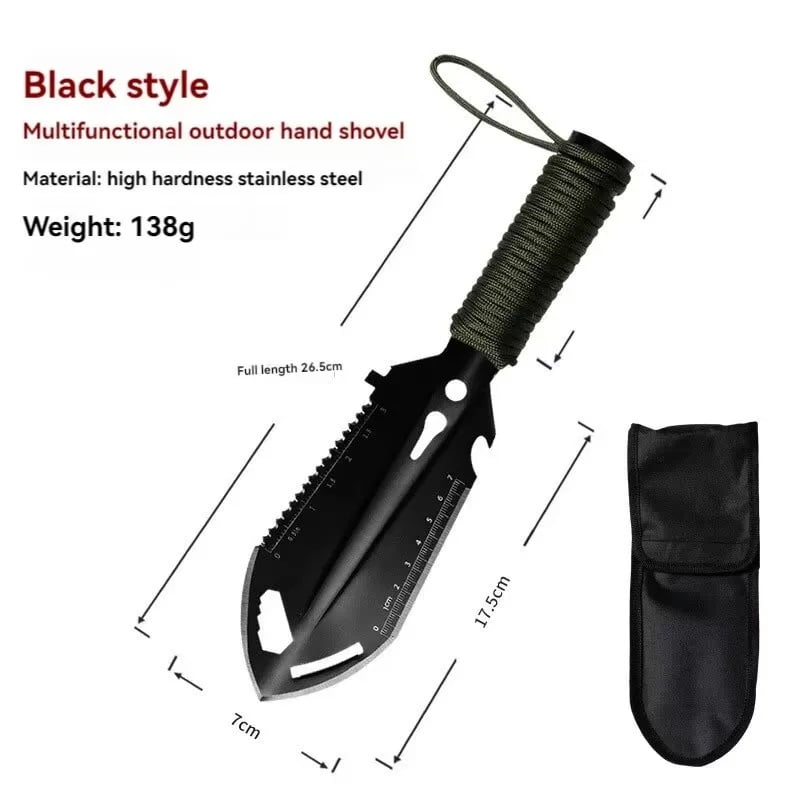 Folding Shovel Multi-Tool with Sawtooth & Pickaxe – Portable Short & Long Handle Carbon Steel Spade for Camping Survival Gardeni